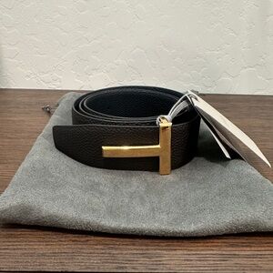 ❌SOLD❌TOM FORD GRAIN LEATHER T ICON BELT 95cm Reversible Brown Black